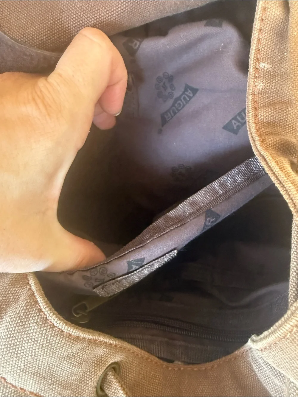 Augur Canvas Drawstring Backpack in Brown